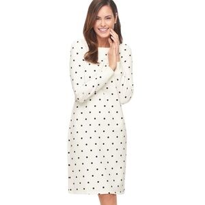 Talbots Shift Dress Joy Dots Winter White with Black Dots Women Small Petite SP